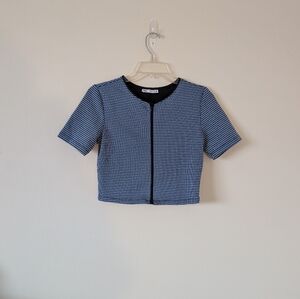 Zara Cropped Black & Blue Scuba Top